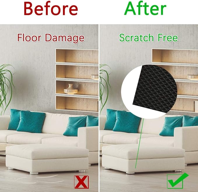 Yelanon Non Slip Furniture Pads -8pcs 6" Grippers Hardwood Floors, Non Skid for Furniture Legs,Self Adhesive Rubber Furniture Feet, Anti Slide Furniture Floors Protectors for Keep Couch Stoppers