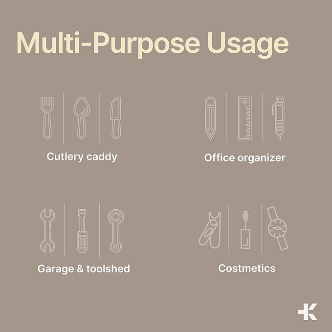 Gray Expandable Utensil Drawer Organizer 2 Pack, Adjustable 13” to 22.4”, 5 Compartment Silverware Organizer for Kitchen Utensils, Spatulas, Cutlery, and Tools, Easy to Clean, Durable, and BPA-Free