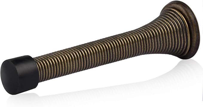 HOMOTEK 30 Pack Spring Door Stopper with Rubber Bumper 3-1/8" Flexible Spring Heavy Duty Wall Door Stop Low Mounted Door Bumper for Home (Antique Brass)