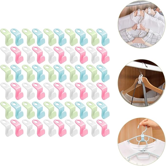120pcs Clothes Hanger Connector Hooks Set Plastic Multi-Color Clothes Hooks for Closet Organization Wardrobe Linkage Space-Saving Hanger Connectors for Home Use