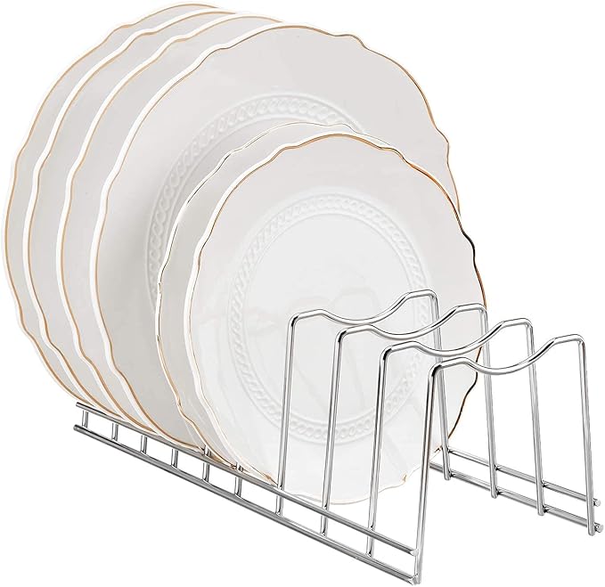 GERUSEA Pot Lid Holder, Stainless Steel Kitchen Organizer Rack Rest, Storage Cutting Boards, Bakeware, Pots & Pans, Serving Trays, Reusable Containers in Cabinet Pantry on Countertop