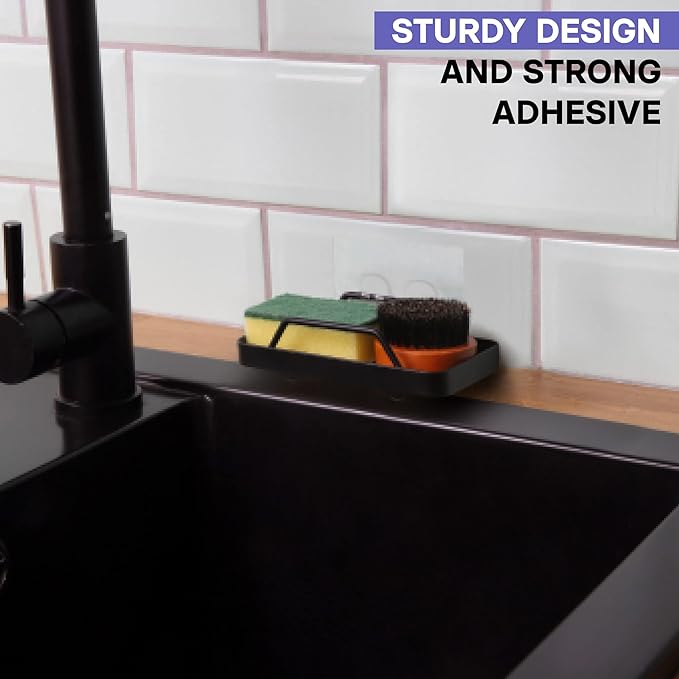 KINCMAX Premium Adhesive Soap Holder for Shower Wall - Drill Free Bar Soap Dish for Bathroom Storage - Stainless Steel Shower Soap Caddy w/Adhesive Sticker (Black)