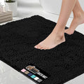GORILLA GRIP Bath Rug Mat 48x17, Thick Soft Absorbent Chenille, Quick Dry Microfiber Mats, Rubber Backing Washable Shower Floor Rugs, Bathmat Runner, US Designed Bathroom Home Decor Accessories Black