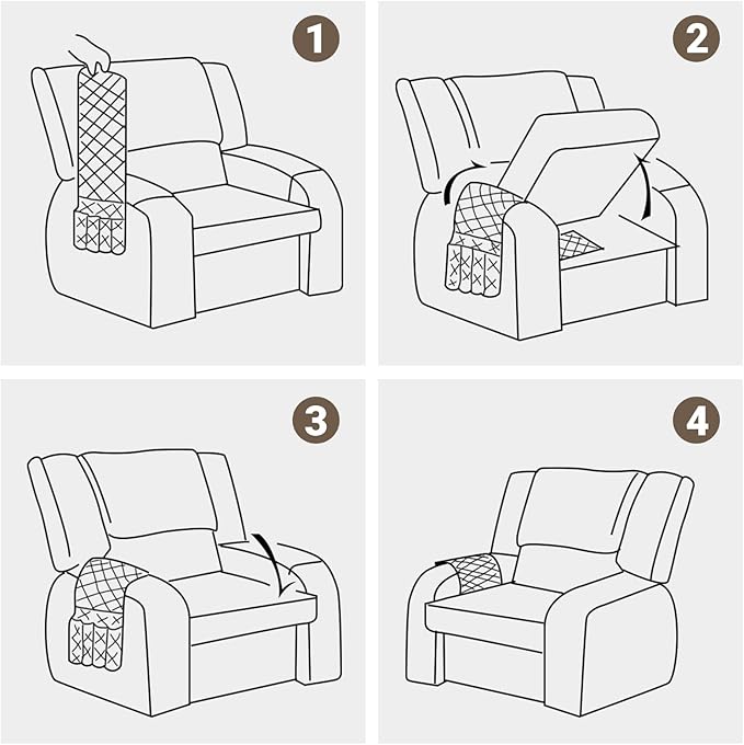 Armchair Caddy & Remote Control Holder for Couch & Recliner | Non-Slip Armrest Organizer with 6 Pockets for TV Remote, Phone, Tablet, Magazine & More, 19 x 35 Inches, Gray