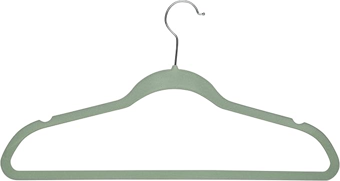 Simplify Slim Velvet Clothes Hangers | 50 Pack | Non-Slip | Shirts | Suit | Pants | Dresses | Garments | Closet Storage & Organization | Durable | Sage