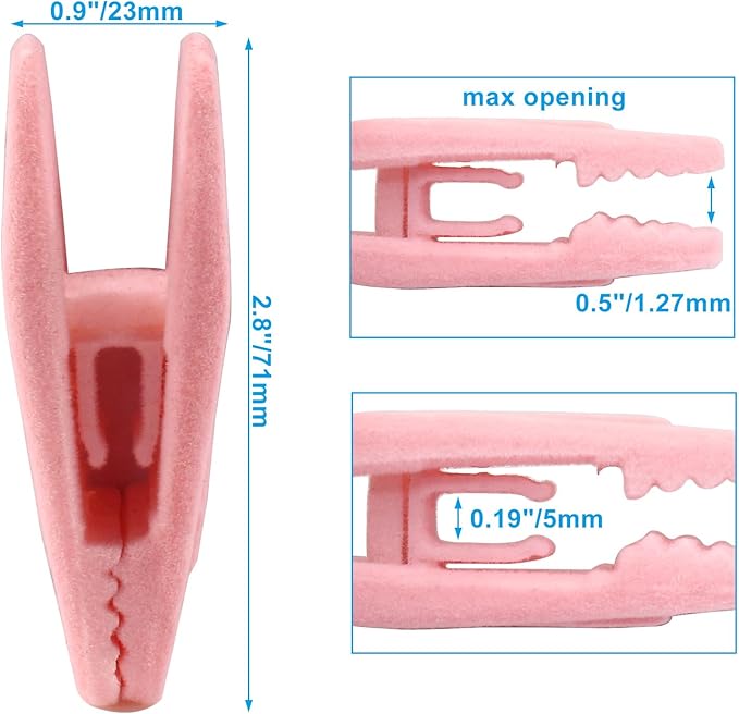 Litoexpe 20 Pcs Pink Velvet Hangers Clips, Pants Hangers Velvet Clips, Strong Finger Flocked Clips for Thin Felt Hangers