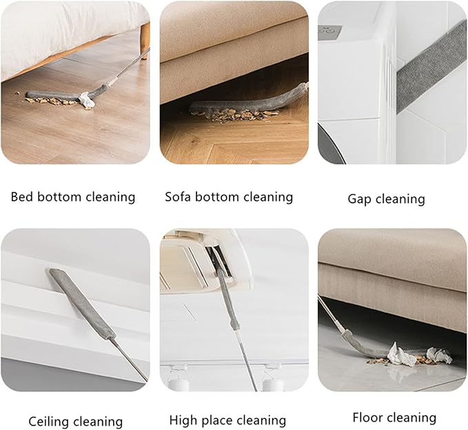 Retractable Gap Dust Cleaner, Cleaning Tool Under Appliance Or Sofa,Microfiber Hand Duster, Detachable and Washable Gap Cleaning Brush, Couch Cleaner, Including A Replacement Cloth Cover Gray