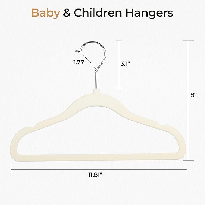 GoodtoU Baby Hangers Velvet 100 Pack - Baby Felt Hangers Non Slip Toddler Hanger Childrens Hanger for Kid