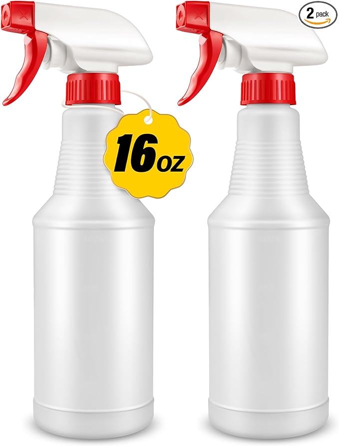 DIYSELF Spray Bottle 2 Pack Plastic Spray Bottles for Cleaning, 16oz/500ml Empty Spray Bottles for Liquids, Heavy Duty Spray Bottle for Plants, Pets, Alcohol, Leak-Proof Squirt Bottles for Lab Reagent
