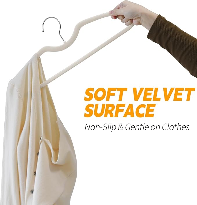 30 Pack Velvet Hangers, Short Neck Non Slip Slim Hangers with 360° Swivel Hook, Space Saving Clothes Hangers for Shirts, Dresses, Sweaters, White
