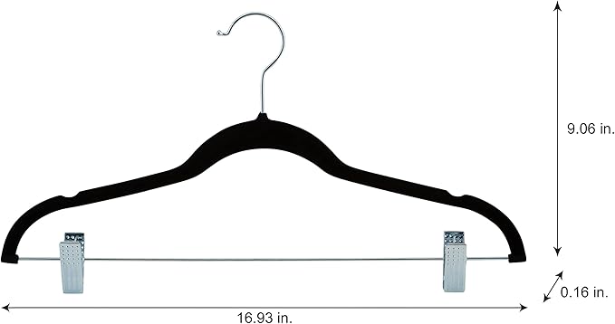 Laura Ashley 12 Pack Velvet Hangers with Clips | Durable | Plush Velvet | Slim | Closet Organization | Black | 12pack | Suit | Pants | Blouse | Closet Organization