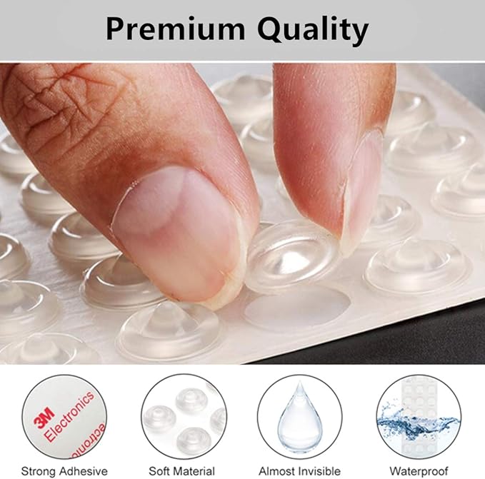 Cabinet Door Bumpers Pads Clear 1/2" 50PCS Soft Close Drawer Bumpers Pads Adhesive Rubber Bumpers for Cabinet Doors Picture Frames Sound Dampening