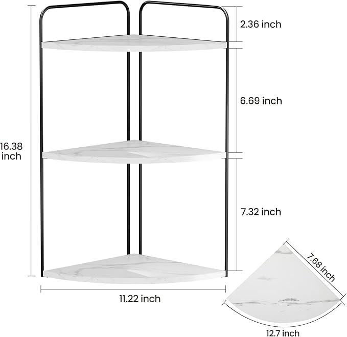 Bathroom Counter Organizer,Countertop Organizer,Vanity Organizers,Bathroom Storage,Bathroom Sink Caddy,Counter Shelf,Corner Counter,Corner Shelves(Black-White Marble)