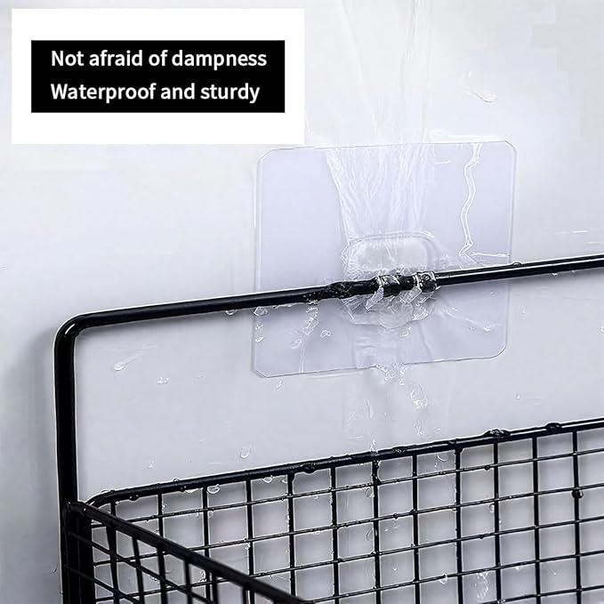 XnxnzhHo 20 Pack Shower Caddy Adhesive Hooks Stickers for Replacement, Strong Transparent Adhesive Hooks,No Drilling, for Corner Shelf Basket, Kitchen Racks, Bathroom Storage Shelves, 2 Sizes
