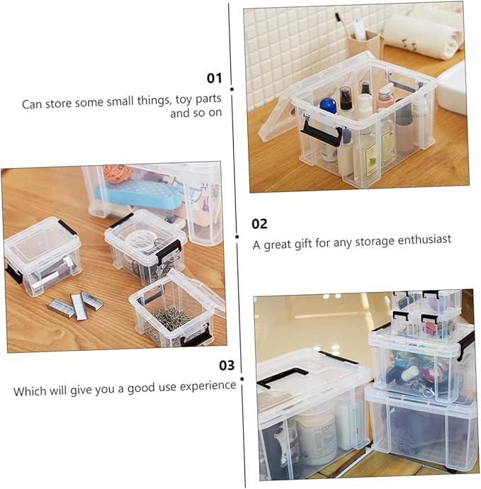 PRETYZOOM 8pcs Mini Storage Boxes Transparent Household Storage Containers for Toys Sundries and Design for Organizing