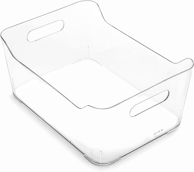 BINO Plastic Storage Basket, Large | Multi-Use Storage Basket | Rectangular Cabinet Organizer | Baskets for Organizing with Handles | Home & Office Organization & Container Storage