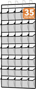 Lovetorejin 35-Pocket Over the Door Shoe Organizer - Large Mesh Hanging Shoe Rack for Closet, Dorm & Bathroom, HeavyDuty Storage Holder with 4 Metal Hooks, Space Saving Shoe Organizer