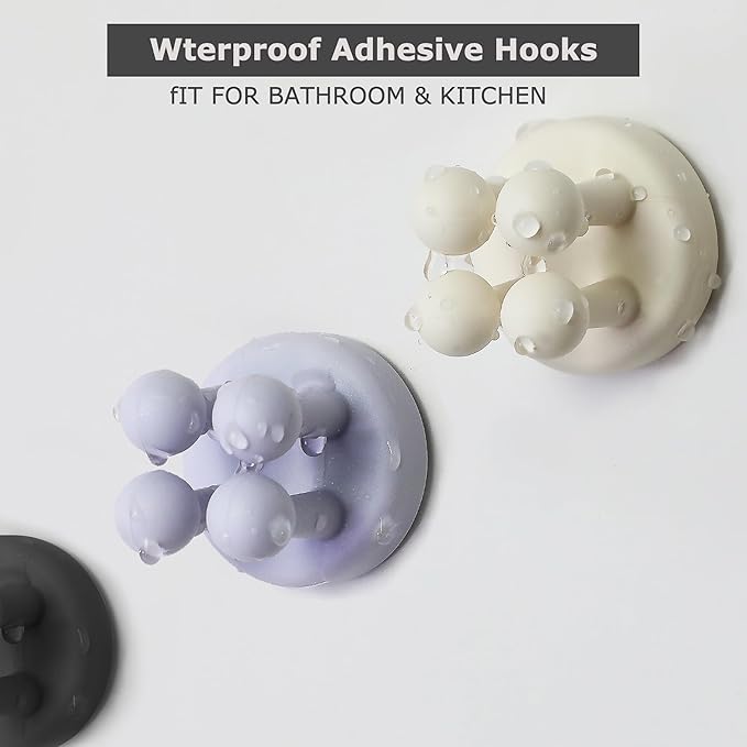 XoYoZo 4 pcs Silicone Toothbrush Holder Multi-Function Hook Waterproof self Adhesive Single Toothbrush Hook Plug Holder for Wall for Hanging Bathroom Kitchen Living Room Office