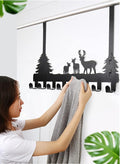 BeiLeiNiceHK Over The Door Hook Easy Installation Organizer Coat Hooks Wall Mounted Metal Towel Hook Rack Animal Deer Hanger for Bathrooms Door Hanging Dual Mounted Key Hooks 8-Hooks,Black