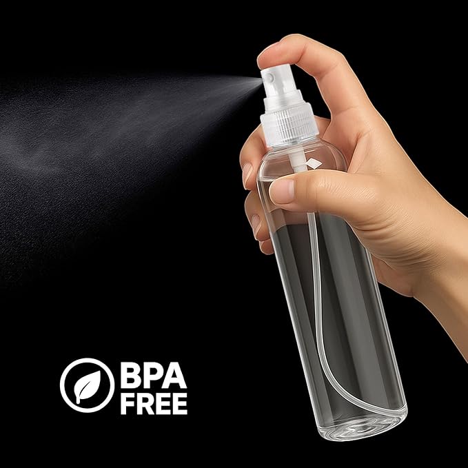 Bar5F Clear Plastic Spray Bottles – 8.5 oz / 250 ml (3-Pack) Refillable Water Spray Bottle Set | Fine Mist Spritzer for Hair, Plants & Beauty Use – Empty Reusable BPA-Free Plastic Bottles Made in USA