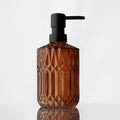 Diamond Design 12 Oz Coffee Glass Soap Dispenser,Refillable Lotion Soap Dispenser for Bathroom, Kitchen, Hand Soap, Dish Soap,Shampoo, Ideal for Bathroom Countertop. (Coffee Color)