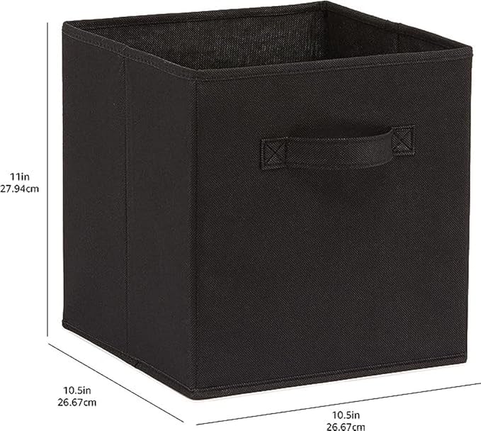 Amazon Basics Collapsible Fabric Storage Cubes Organizer with Handles,Sturdy,Black,10.5-x-10.5-x-11-inch,6 Count (Pack of 5)