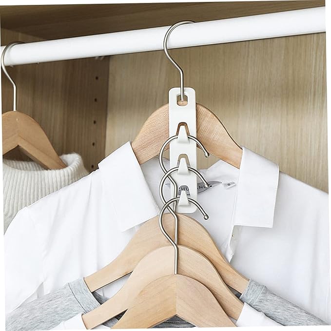 4pcs Space Saving Hanger Connector Hooks for Hanging Jeans Shirts Abs Material Non-Slip Design Closet Organizer Accessories