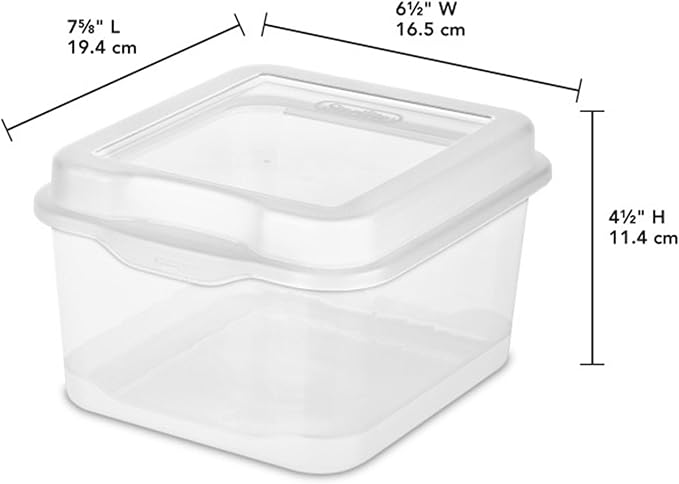 Sterilite 48-Pack Square Small FlipTop, Clear Plastic Storage Box with Hinged Lid - Stackable Multipurpose Organizer for Art and Craft Supplies, Accessories, Photos & CDs, Home or Office Use