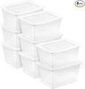 Sterilite 8-Pack Storage Box, Clear Plastic Storage Container Bins with Lids, 58 Quart - Heavy-Duty Organizing Containers for Closet, Bathroom, and Office