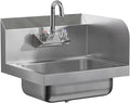 AmGood Stainless Steel Wall Mount Hand Sink with Faucet and Right Sidesplash 17" x 15" | NSF Commercial Hand Washing Basin For Restaurant, Kitchen and Home | Bowl Size: 10" x 14"