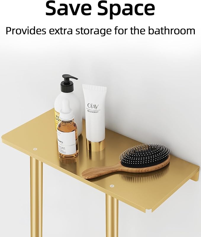 Bathroom Towel Storage Rack for Bathroom, 30 inch Towel Racks Wall Mounted with Shelf Can Holds 6 Large Towels, Wall Towel Rack for Rolled Towels, Gold