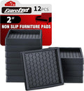 Ezprotekt Non Slip Furniture Pads, 12 Pcs 2" Anti Slip Rubber Caster Cups, Anti Skid Furniture Coasters for Hardwood Floors, No Slide Furniture Gripper, Furniture Stoppers to Prevent Sliding (Black)