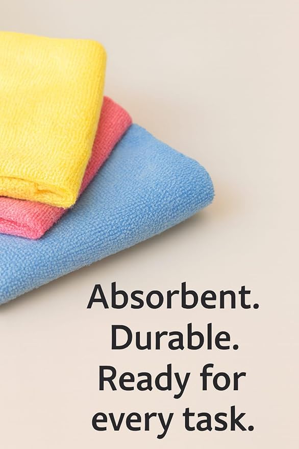 The EveryCart Microfiber Cleaning Cloths, 50 Pack, Multi-Color Blue Yellow Orange Pink, Lint Free Machine Washable, 16 x 16 Inches, Ultra-Absorbent for Home Kitchen Cleaning (Orange)