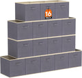 Lifewit Storage Cubes, Foldable Decorative Fabric Storage Baskets for Organizing Home Organizers with Handles for Shelves, Closet, 11 Inch Bins, 18L Gray, 16 Packs