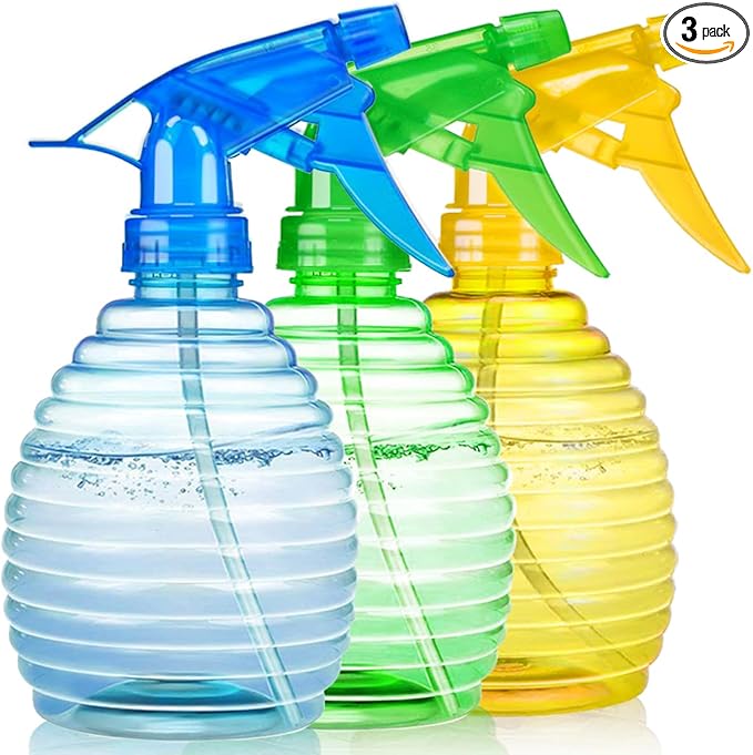 Spray Bottles - 3 Pack, 16 oz - Mist/Stream, Bright Colors, Sturdy, Leak Proof, BPA Free, For Cleaning, Plants, Pet, Vinegar, BBQ, Hair, Cooking - Perfect Size, Easy to Use. With Labels, Funnel