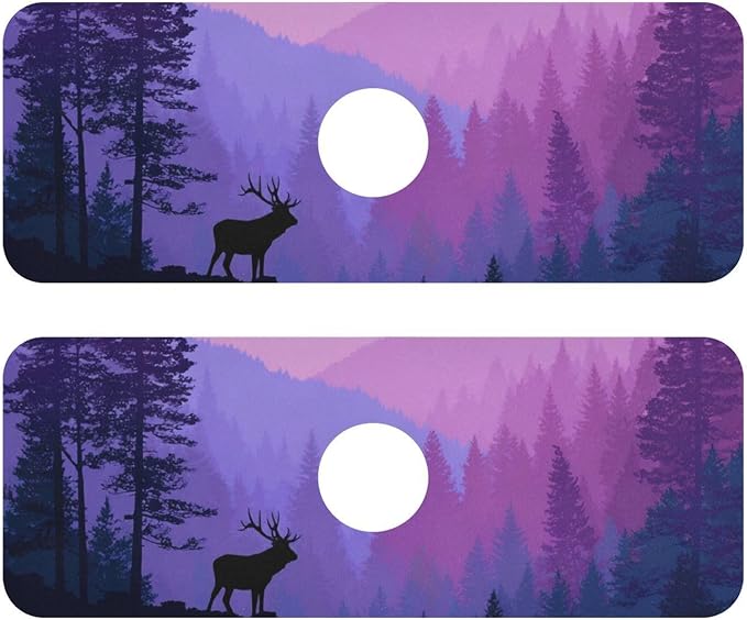 Kitchen Sink Splash Guard 2 PCS 14.7 Inch Sink Faucet Mat Splash Guard for Bathroom Countertop Water Absorbent Foldable Cuttable Soft Washable Purple Stag Mountains and Forest