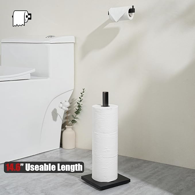 JQK Toilet Paper Storage Stand Oil Rubbed Bronze, 304 Stainless Steel Tissue Reserve Holder Square 3/4 Rolls Dispenser for Bathroom, TPS240-ORB