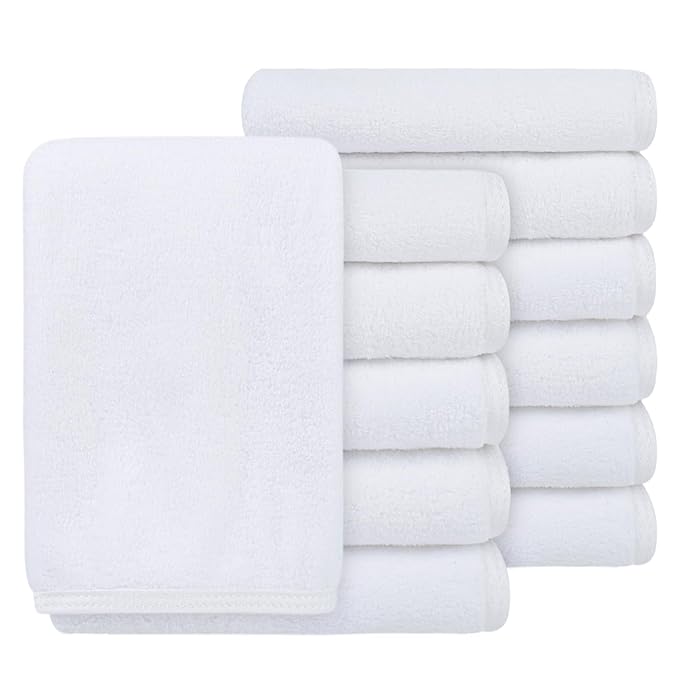 SINLAND Absorbent Coral Velvet Washcloth Ultra Soft Microfiber Face Towels 12 x 12 inch Multi-Purpose Face Cloths for Household and Sport