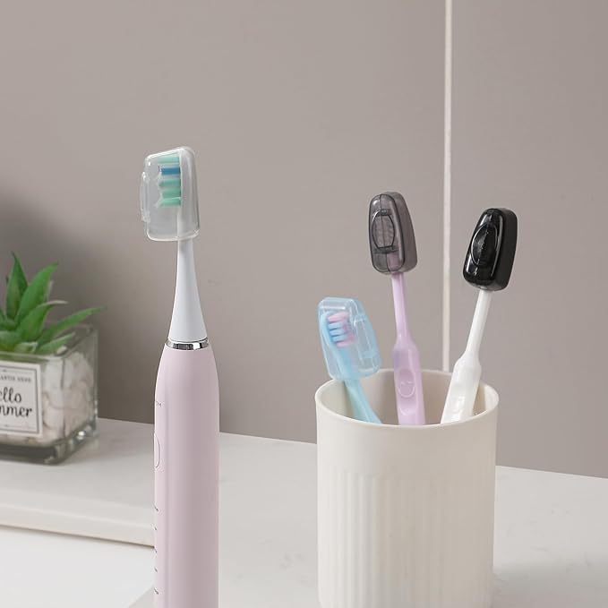 Muslish 100 Pack Toothbrush Covers, Universal Fit for Electric and Manual Brushes, Reusable Travel & Home Protectors (Bulk Value) - Gray