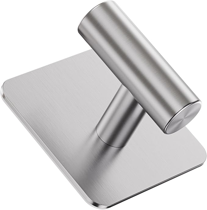 4 Pack Large Heavy Duty Wall Hooks - 26lb Max, Stainless Steel Adhesive Towel Hook, Shower Hooks for Hanging Towel, Coat, Robe, Wall Hook for Use in Bathroom, Kitchen and Door