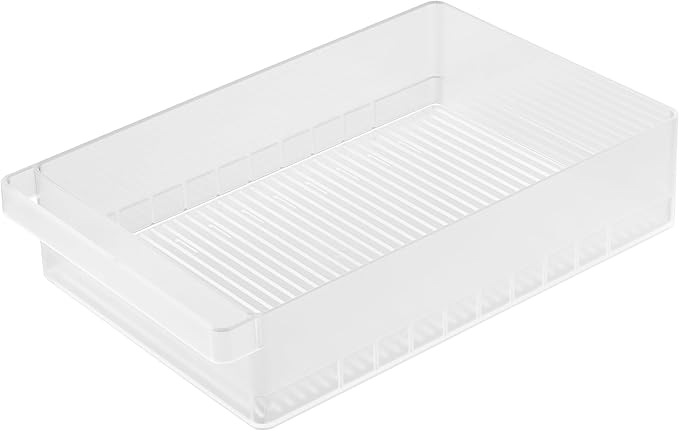 Yamazaki Home Tower Fridge Organizer Bin – Produce Washer & Storage With Adjustable Divider – Easy To Clean & Space-Saving Kitchen Solution - Plastic -