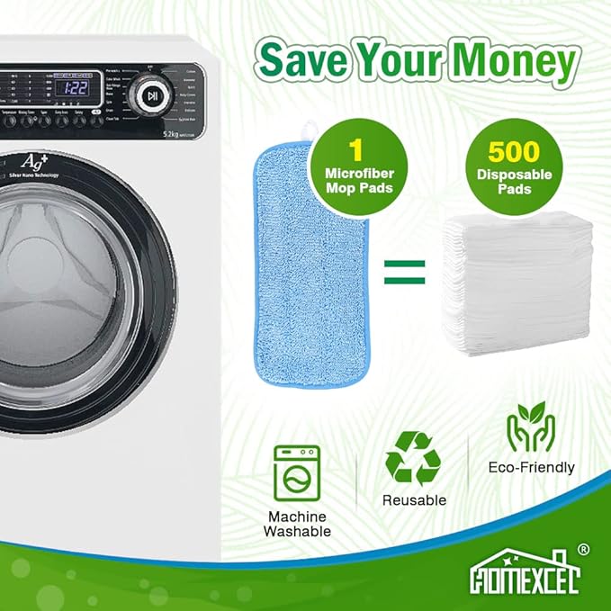 HOMEXCEL Microfiber Reusable Mop Pads Compatible with Swiffer Sweeper- Machine Washable Microfiber Pad Refills for Household Cleaning-Floor Cleaning Mop Head Pads Work Wet and Dry-Pack of 4
