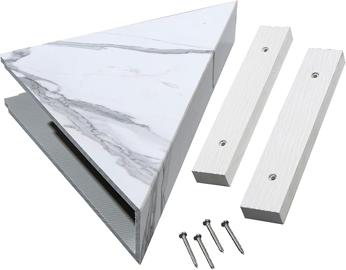 Palisade Vinyl Waterproof Corner Shower Shelf in Carrara Marble/Urban Glacier
