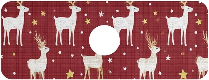 Kitchen Sink Splash Guard 1 PC 14.7 Inch Sink Faucet Mat Splash Guard for Bathroom Countertop Water Absorbent Foldable Cuttable Soft Washable Red Christmas Reindeer Star Dots