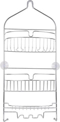 Kenney KN614151 Over the Shower Head 24" L x 11" W x 4.5" D Rust-Resistant Metal Wire Large 3-Shelf Hanging Caddy with Suction Cups and Razor Holders for Bathroom Shower, Chrome