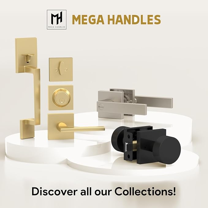 Mega Handles Floor Door Stopper, Black Stopper Quickly Installed Wall Protector, Wall Protectors from Door Knobs, Floor Door Stop with Mounting Hardware Included - Matte Black - 1.5 Inch