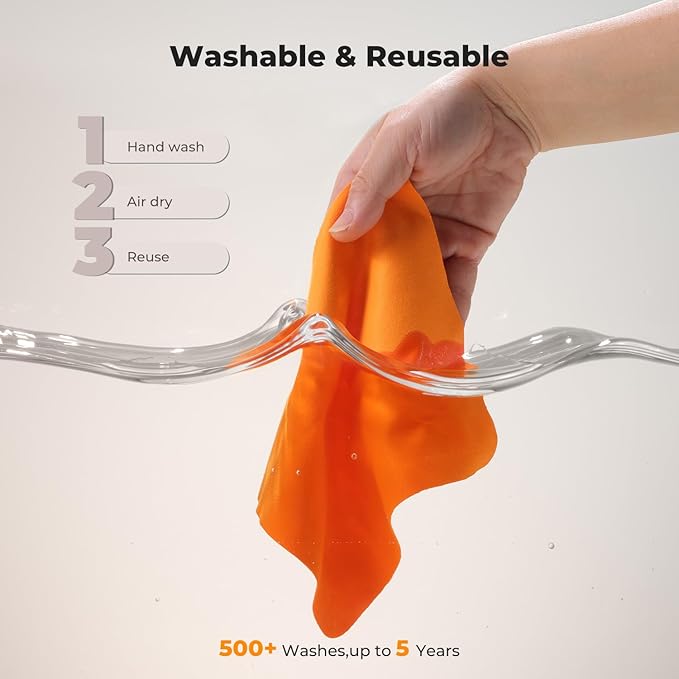 K&F CONCEPT 6 Pack Lens Cleaning Cloth | Microfiber Cleaning Cloth | Glasses Cleaning Cloths | Eyeglass Lens Cleaner | Eyeglasses, Camera Lens, VR/AR Headset Screen Cleaning | Orange & Green & Blue