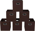 Fabric storage bins Cubes, Fabric Cube Organizer with Handle, Foldable Cube Bins for Cloth or Accessary Storage, 11x11x11, Set of 6, (Coffee)