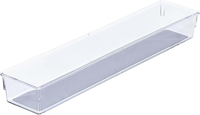Glad Drawer Organizer Bin, 15x3 - Heavy Duty Clear Plastic Storage Tray for Junk Drawers, Kitchen Utensils, Bathroom Vanity, and Organizing Pantry - BPA Free, Food Safe, Non Slip