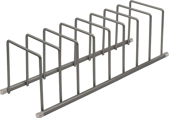 FitWell Kitchen Bakeware Organizer,Plate Racks,Rack for Plastic Lids,Cutting Boards,Cookie Sheets,Pots & Pans Holder,Compact Kitchen Storage,Cabinet Organizer (Industrial Gray)